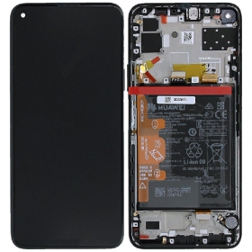 Huawei P40 Lite 5G ekranas (juodas) (su rėmeliu ir baterija) (service pack) (originalus)