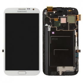 Samsung Galaxy Note 2 ekranas (baltas) (su rėmeliu) (originalus)