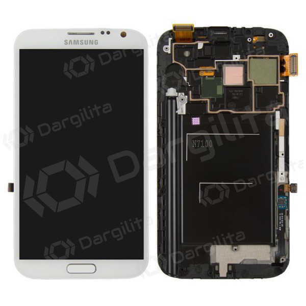 Samsung N7100 Galaxy Note 2 ekranas (baltas) (su rėmeliu) (service pack) (originalus)