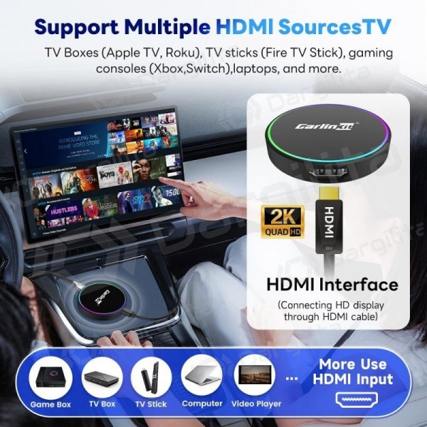 CarPlay adapteris Carlinkit HD2CP Pro belaidis Android Auto juodas