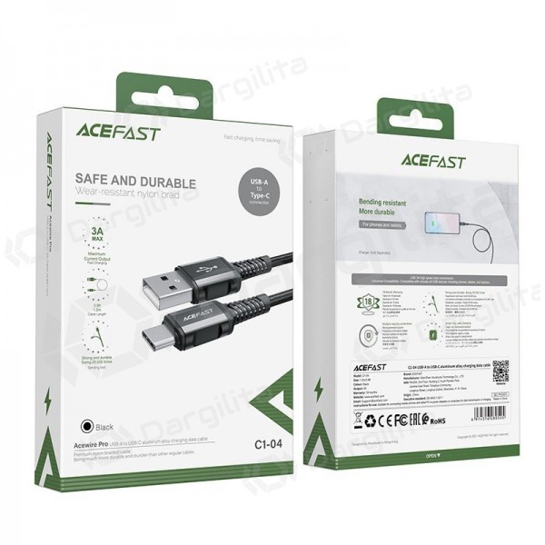 USB-C laidas Acefast C1-04 USB-A į USB-C 1.2 m juodas