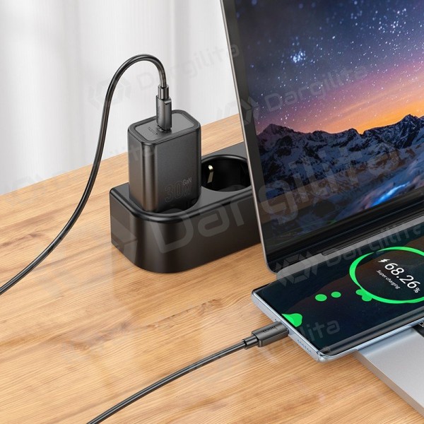 Telefono įkroviklis Hoco N62 GaN USB-C su USB-C laidu 1 m juodas