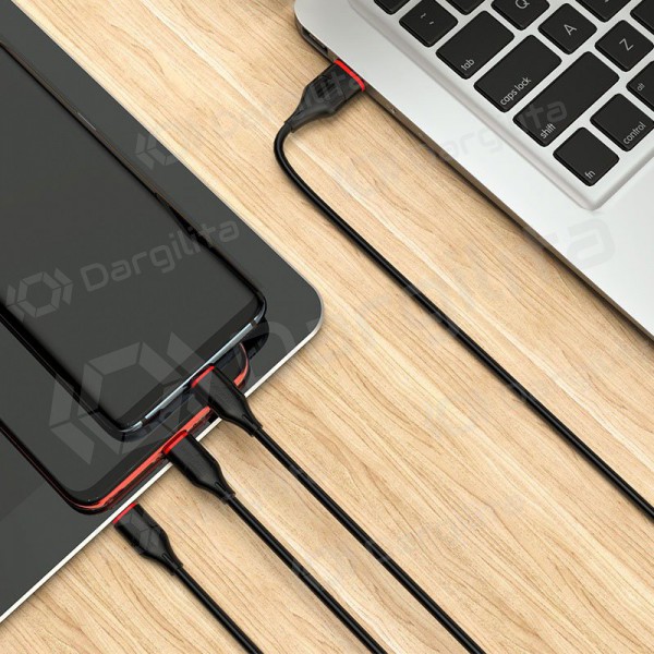 USB kabelis Borofone BX17 3in1 microUSB-Lightning-Type-C 1.0m (juodas)
