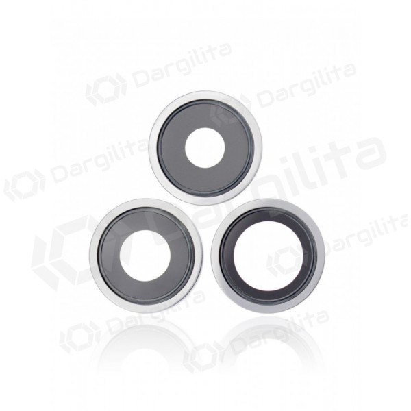 Apple iPhone 13 Pro kameros stikliukas (3vnt) (sidabrinis) (su rėmeliu)