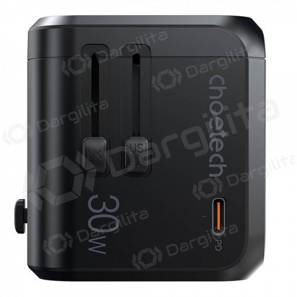 Telefono įkroviklis Choetech PD5008 30 W USB-C + USB-A PD GaN juodas