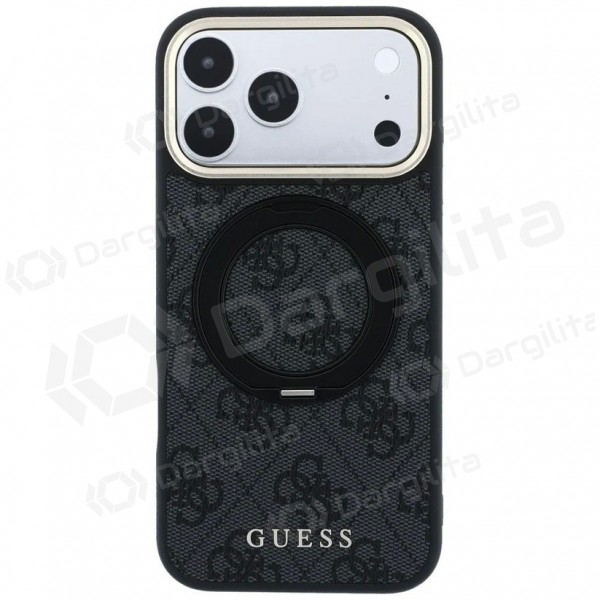 Apple iPhone 18 Pro Max dėklas "Guess PU 4G Ring Stand MagSafe" (juodas)
