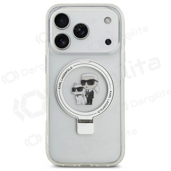 Apple iPhone 17 Pro Max dėklas "Karl Lagerfeld Ringstand Karl and Choupette MagSafe" (skaidrus)