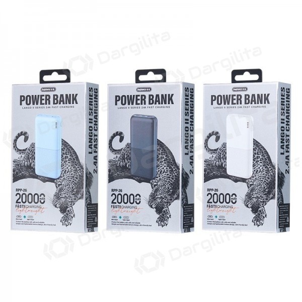 Išorinė baterija (Power Bank) Remax RPP-26 20000 mAh 12 W, juoda