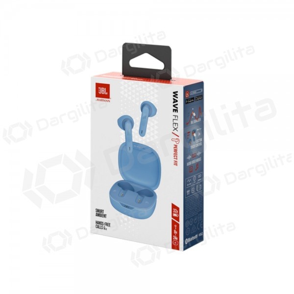 Belaidės ausinės su mikrofonu JBL Wave Flex TWS Bluetooth mėlynos
