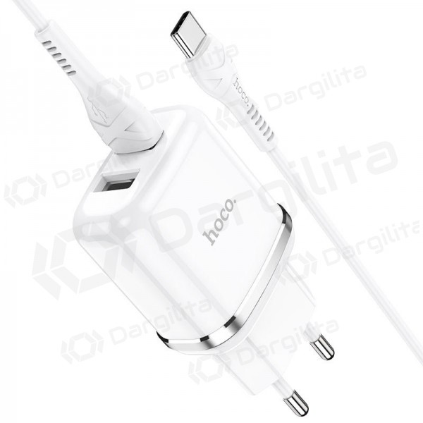 Įkroviklis Hoco N4 su dviem USB  jungtimis + Type-C (2.4A) (baltas)