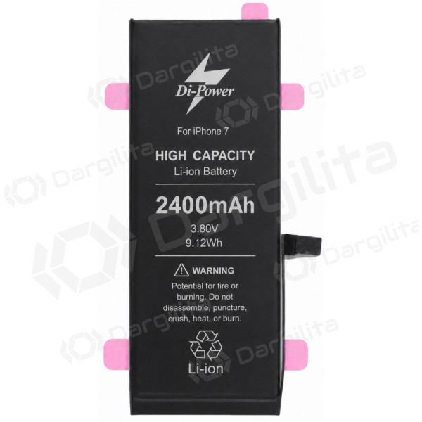 Apple iPhone 7 baterija, akumuliatorius Di-Power 2400 mAh (padidintos talpos)