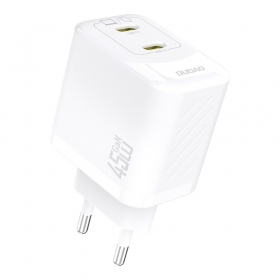Telefono įkroviklis Dudao A28P 45 W GaN 2x USB-C baltas