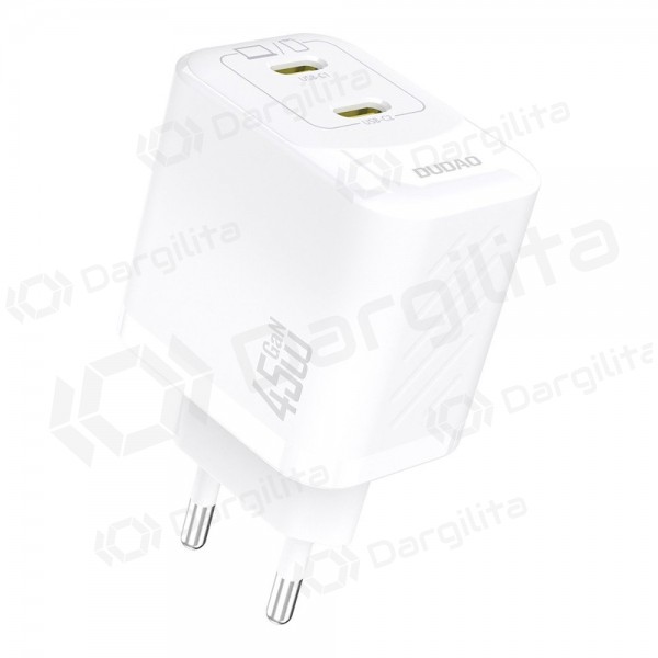 Telefono įkroviklis Dudao A28P 45 W GaN 2x USB-C baltas