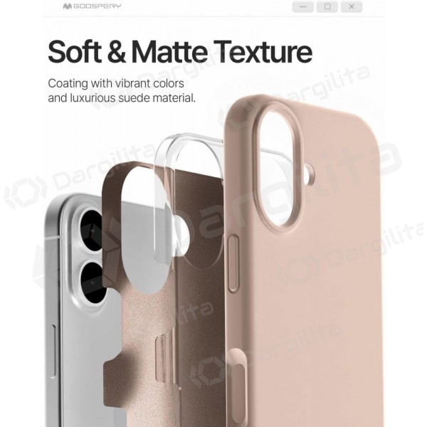 Apple iPhone 17 dėklas Mercury "Pure Magsafe Silicon Case" rožinio smėlio
