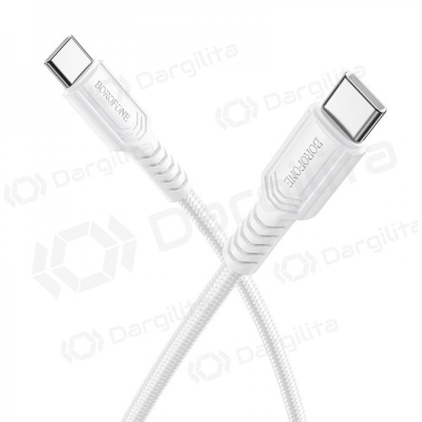 USB-C laidas Borofone BX116 USB-C į USB-C 1 m 60 W baltas
