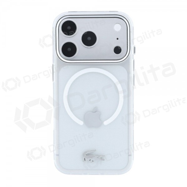 Apple iPhone 18 Pro dėklas "Lacoste IML Frosted Petit Pique Metal Logo MagSafe" (skaidrus)