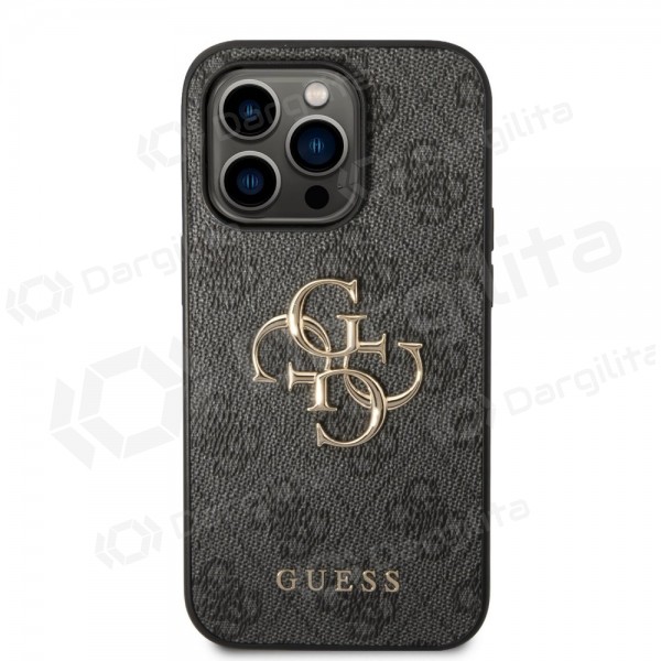 Apple iPhone 14 Pro dėklas "Guess PU 4G Metal Logo" (pilkas)