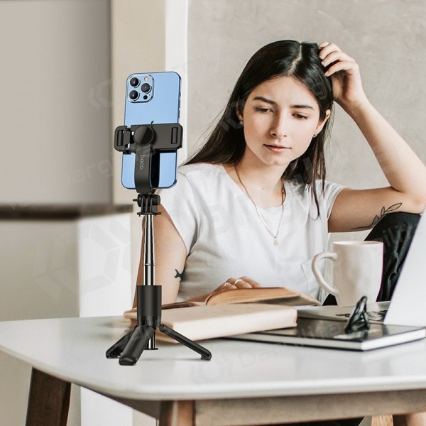 Asmenukių lazda trikojis Hoco K17 Mini telefonui 750 mm Bluetooth juoda