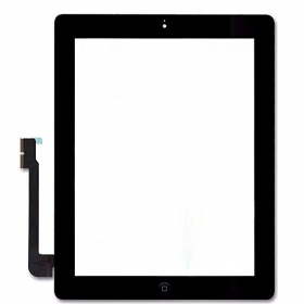 Apple iPad 3 lietimui jautrus stikliukas su Home mygtuku ir laikikliais (juodas)