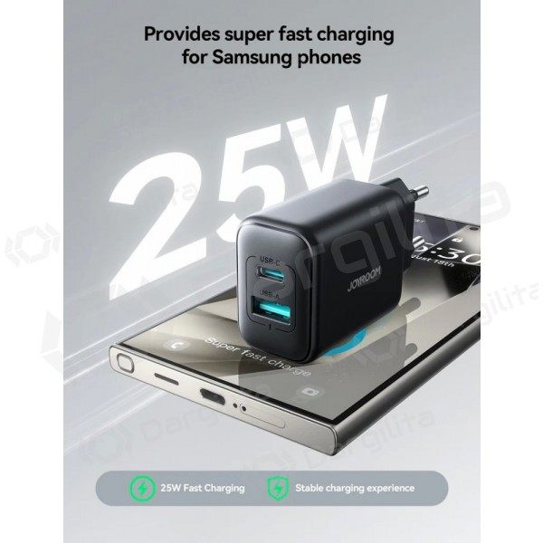 Telefono įkroviklis Joyroom JR-TCF13 25 W USB-C + USB-A juodas