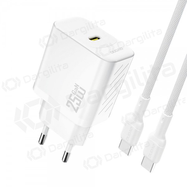 Įkroviklis Dudao A27C GaN 25W USB-C + USB-C to USB-C cable 1.0m baltas