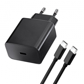 Telefono įkroviklis Blue Star 20 W USB-C su USB-C laidu juodas