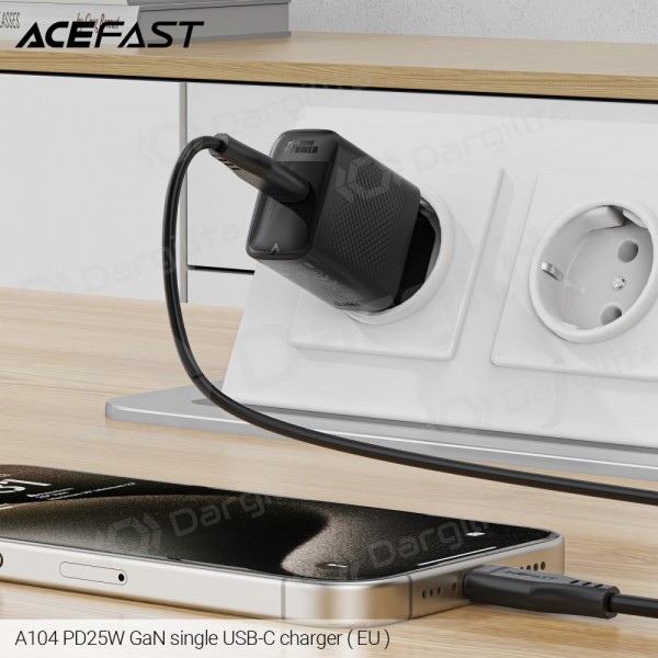 Telefono įkroviklis Acefast A104 25 W GaN USB-C juodas
