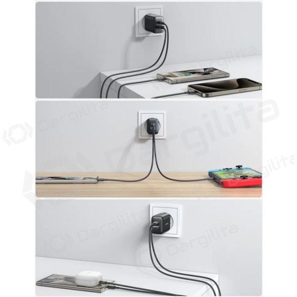 Telefono įkroviklis Joyroom JR-TCF13 25 W USB-C + USB-A juodas