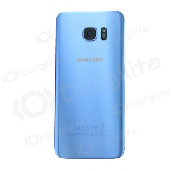 Samsung G935F Galaxy S7 Edge galinis baterijos dangtelis šviesiai mėlynas (Coral Blue) (naudotas grade C, originalus)