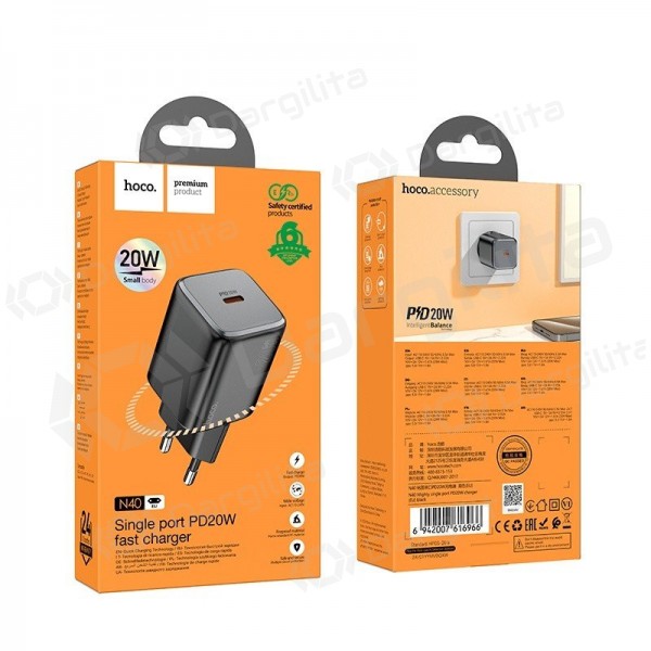 Telefono įkroviklis Hoco N40 20 W USB-C juodas