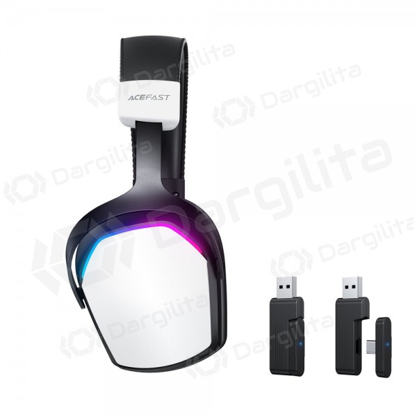 Belaidės ausinės su mikrofonu Acefast H11 Gaming Bluetooth 2.4G 3.5 mm baltos