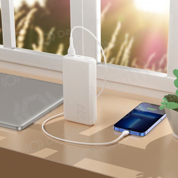 Išorinė baterija Power Bank Hoco J87A Type-C PD 20W+Quick Charge 3.0 20000mAh balta