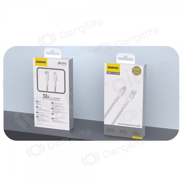 Lightning laidas Dudao L9X USB-C į Lightning 2 m 30 W baltas