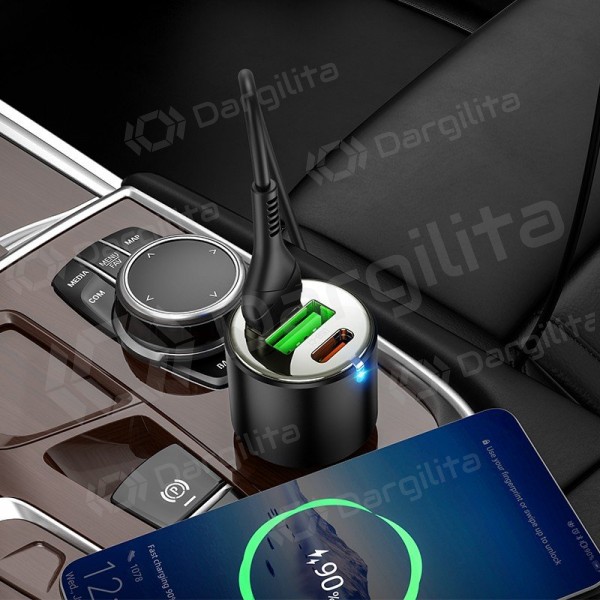 Automobilinis telefono įkroviklis Hoco NZ6 45 W PD 2x USB-C + USB-A juodas