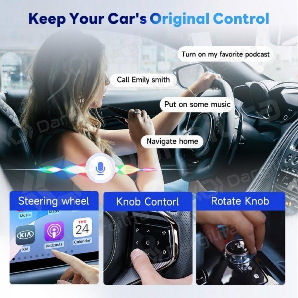 CarPlay adapteris Carlinkit HD2CP Pro belaidis Android Auto juodas