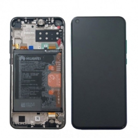 Huawei P40 Lite E ekranas (juodas) (su rėmeliu ir baterija) (service pack) (originalus)
