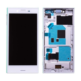 Sony F5323 Xperia X Compact ekranas (baltas) (su rėmeliu) (naudotas grade A, originalus)