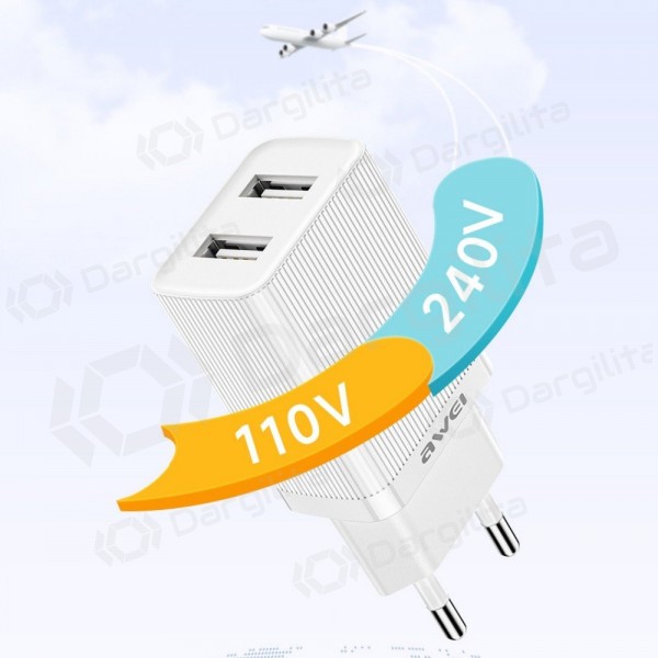 Telefono įkroviklis Awei C15L-EU 10 W 2xUSB-A Lightning baltas
