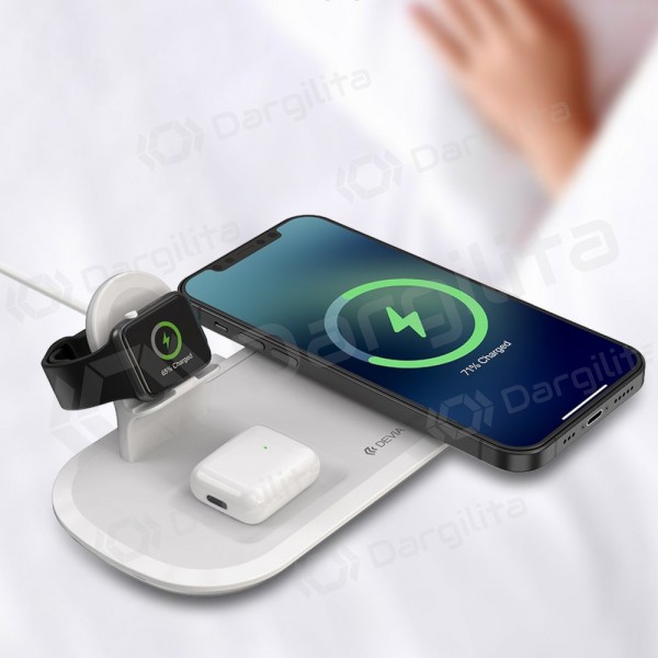 Įkroviklis belaidis Devia 3in1 Smart Phone, Apple Watch, Airpods (baltas)