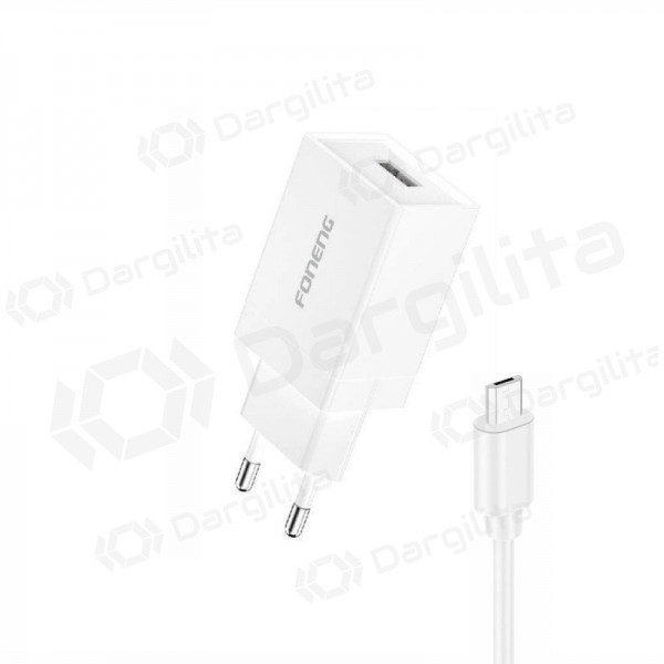 Telefono įkroviklis Foneng K210 10 W USB-A MicroUSB baltas