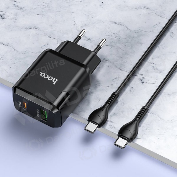 Įkroviklis Hoco N5 USB Quick Charge 3.0 + PD 20W (3.1A) + Type-C-Type-C (juodas)