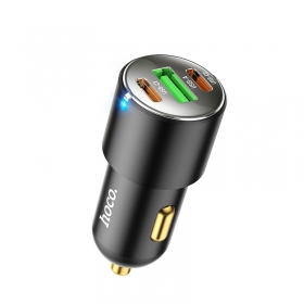 Automobilinis telefono įkroviklis Hoco NZ6 45 W PD 2x USB-C + USB-A juodas