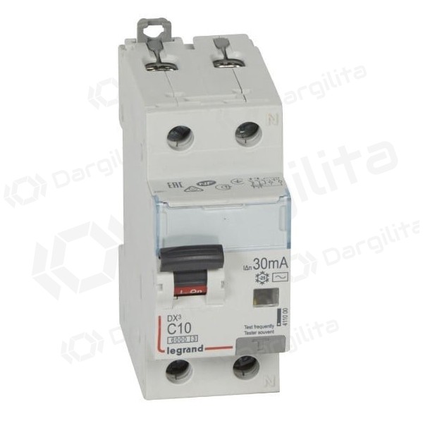 Automatinis jungiklis su srovės nuotekio rėle Legrand 411000 (10A, 1P+NR, 230V, 30mA, RCBO)