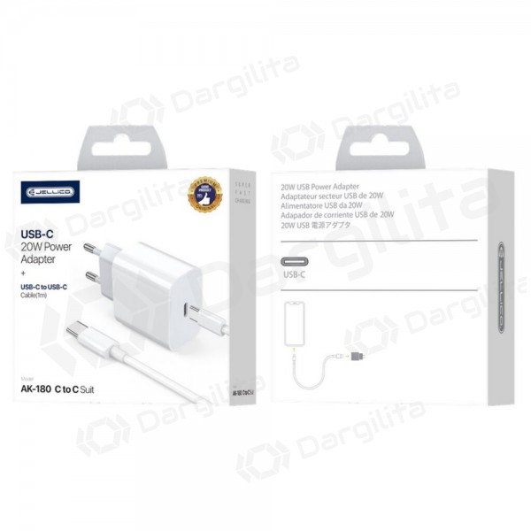 Telefono įkroviklis Jellico AK180 20 W USB-C PD Lightning baltas