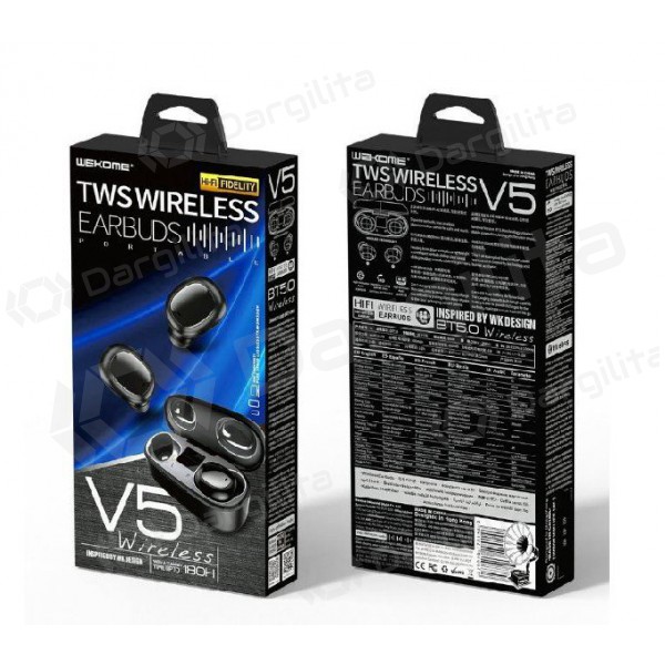 Belaidė laisvų rankų įranga WK Design TWS Earbuds V5 (balta) Belaidė laisvų rankų įranga WK Design TWS Earbuds V5 (balta)