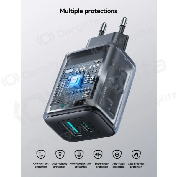 Telefono įkroviklis Joyroom JR-TCF13 25 W USB-C + USB-A juodas