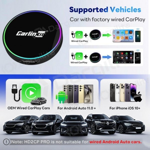 CarPlay adapteris Carlinkit HD2CP Pro belaidis Android Auto juodas