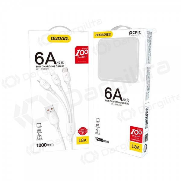 USB laidas Dudao L8A-3in1 USB-A į USB-C / Micro USB / Lightning 1.2 m