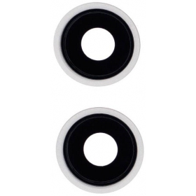 Apple iPhone 13 kameros stikliukas (2vnt) (baltas) (su rėmeliu)
