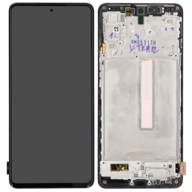 Samsung Galaxy M53 5G ekranas (juodas) (su rėmeliu) (originalus)